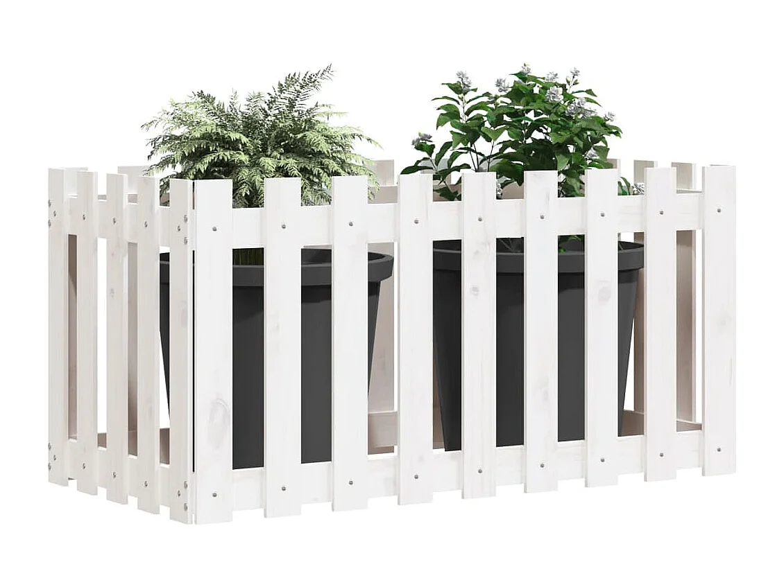 Canteiro elevado design cerca 100x50x50 cm pinho maciço branco