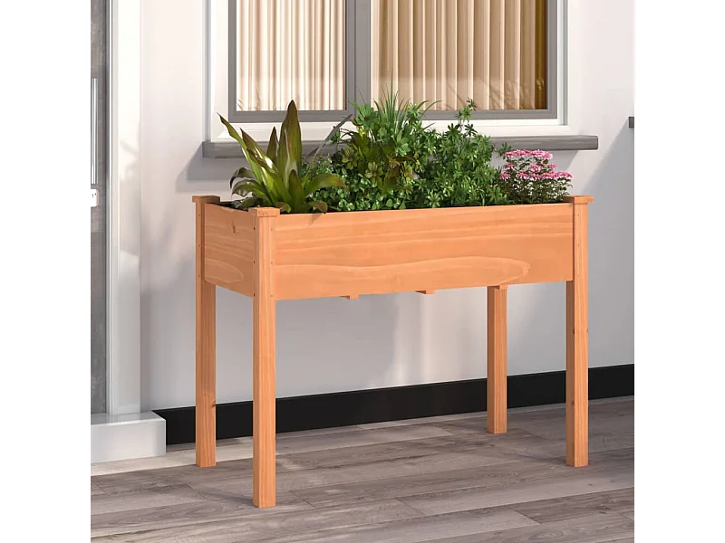 Jardinière avec doublure marron 118x59x76 cm bois massif sapin