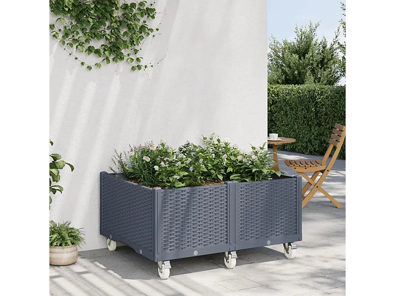 Jardinera con ruedas PP gris 100x80x54 cm