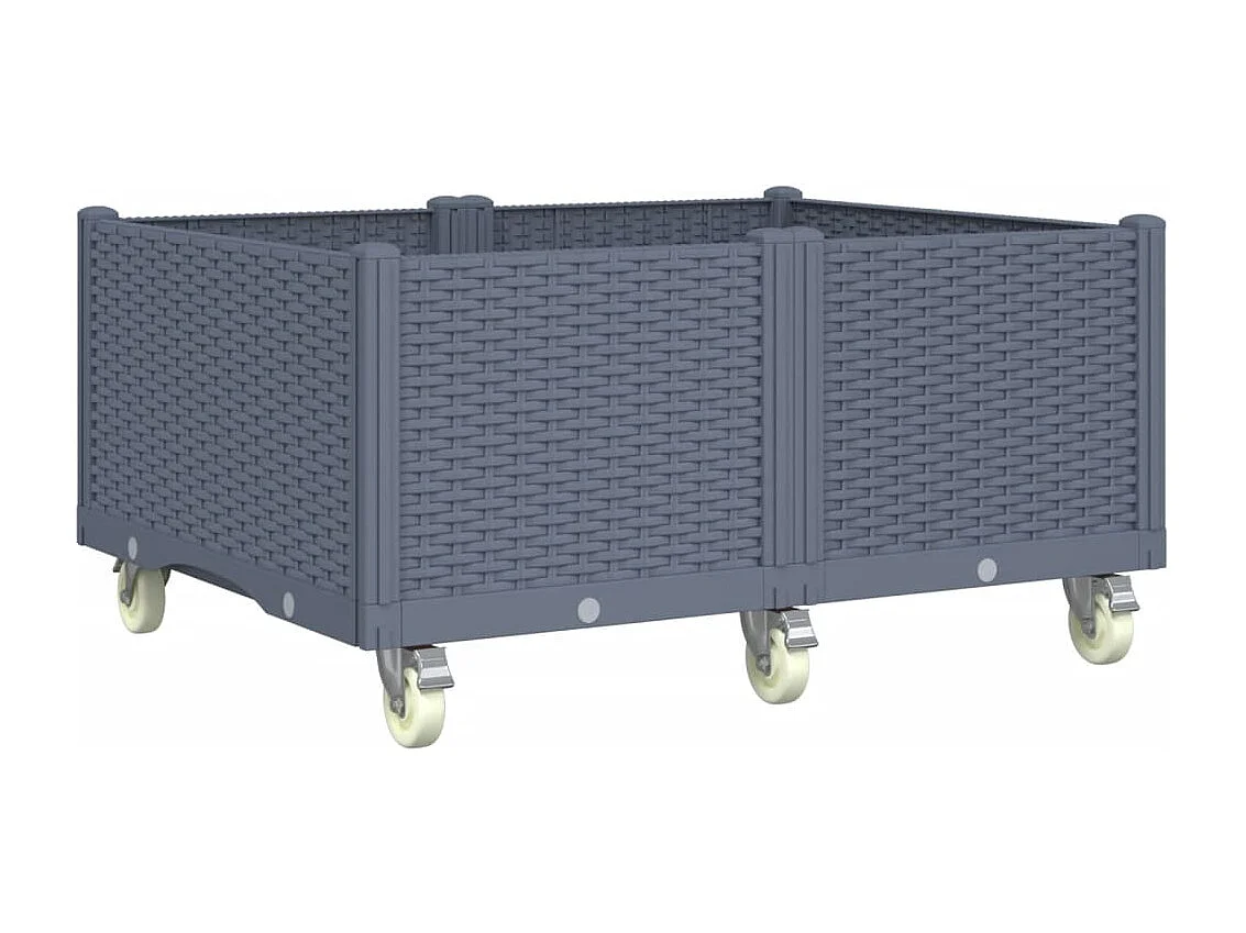 Jardinera con ruedas PP gris 100x80x54 cm
