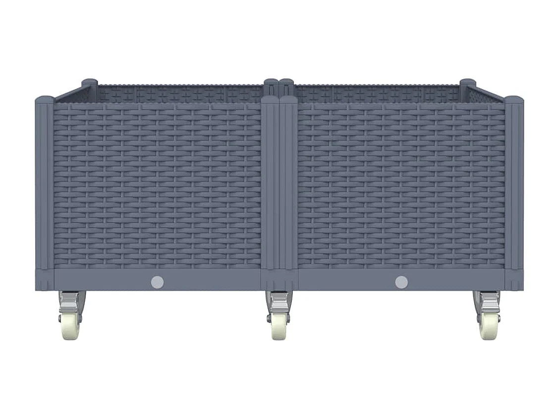 Jardinière à roulettes gris 100x80x54 cm PP