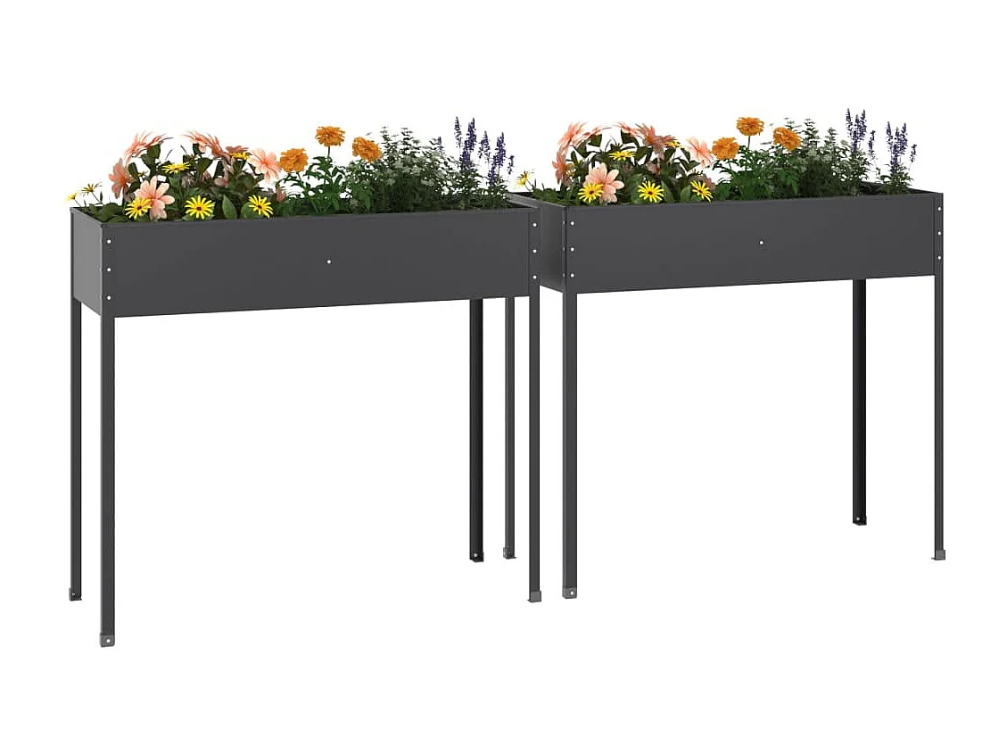 Jardinières 2 pièces Anthracite Acier galvanisé