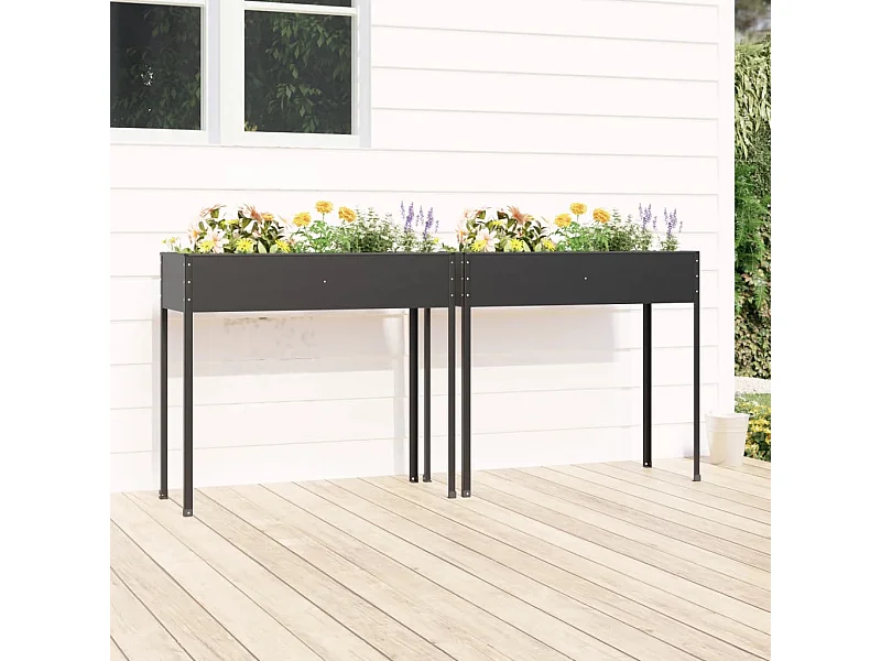 Jardinières 2 pièces Anthracite Acier galvanisé