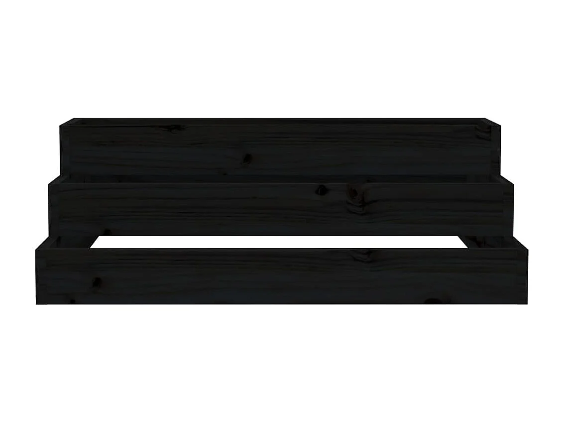 Jardinière Noir 80x80x27 cm Bois massif de pin