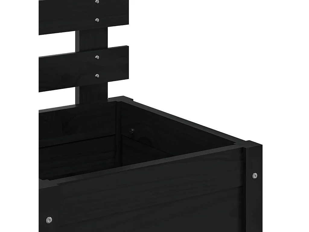Jardinière avec support noir 39x39,5x114 cm bois de pin massif