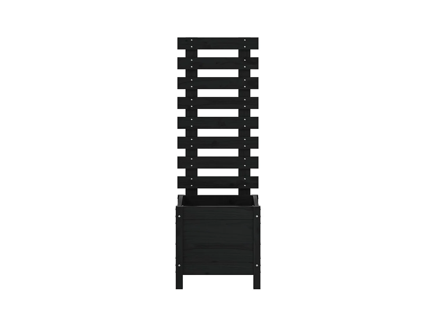 Jardinière avec support noir 39x39,5x114 cm bois de pin massif