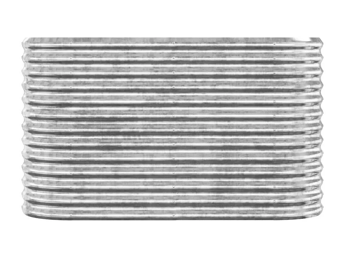 Canteiro elevado jardim 114x40x68cm aço revestido a pó prateado