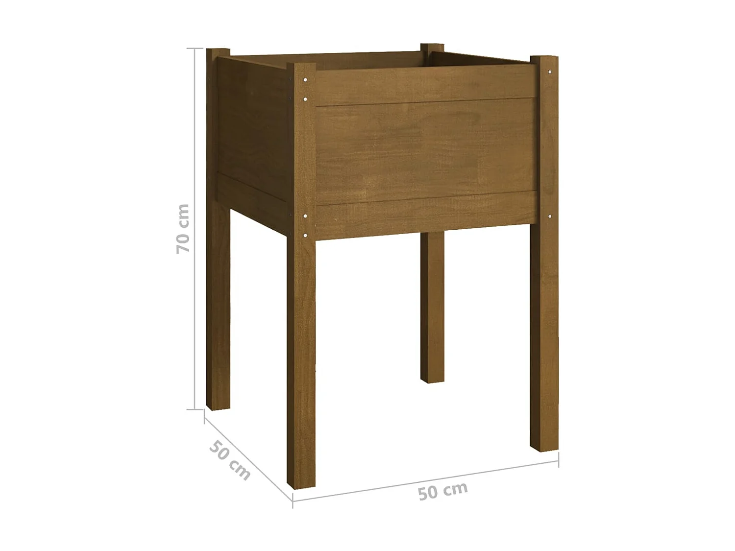 Jardineras 2 unidades madera maciza de pino marrón miel 50x50x70 cm