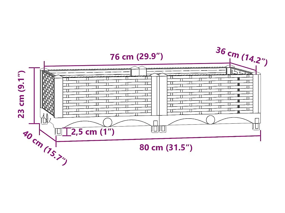 Arriate polipropileno 80x40x23 cm