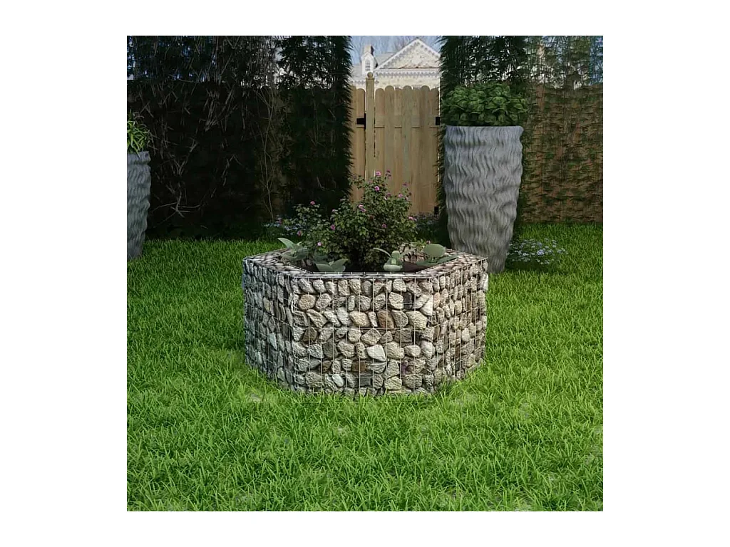 Lit surélevé à gabion hexagonale 100 x 90 x 50 cm