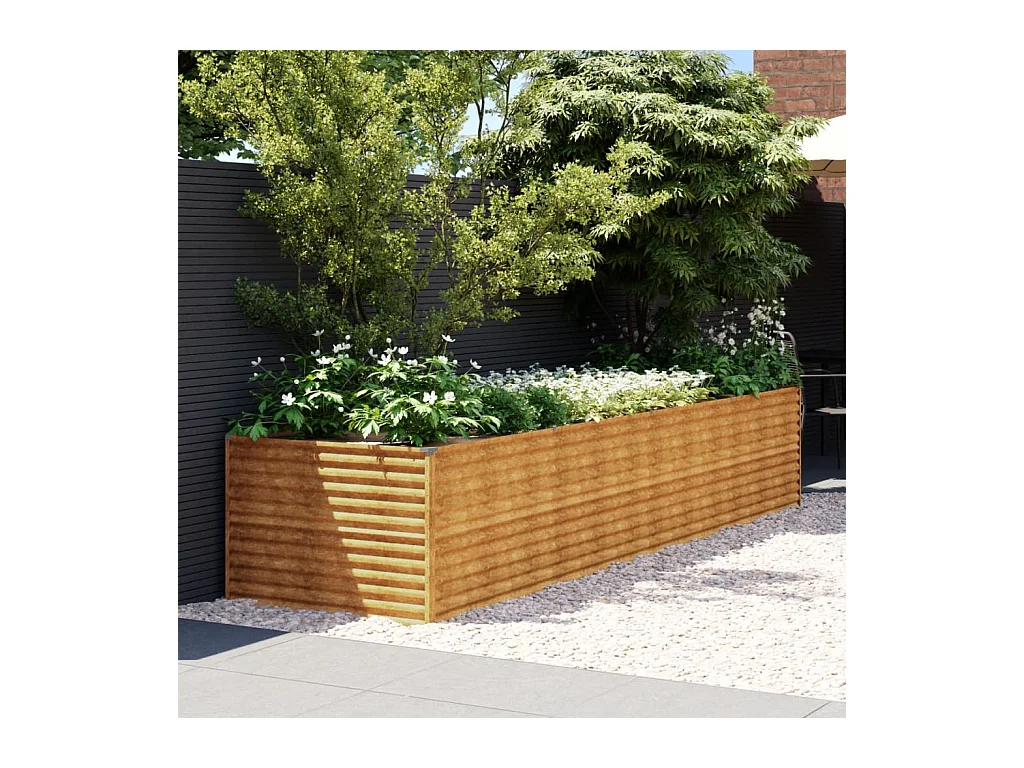 Canteiro elevado de jardim 386x100x69 cm aço corten