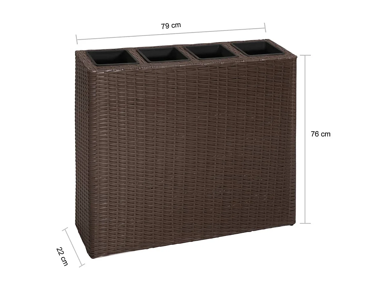 Floreira com 4 vasos vime PE castanho