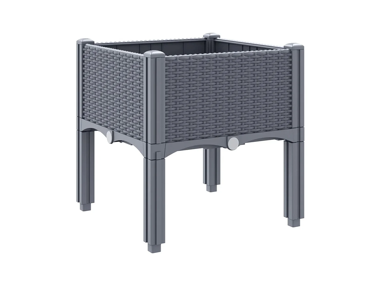 Vaso/floreira de jardim c/ pernas 40x40x42 cm PP cinzento