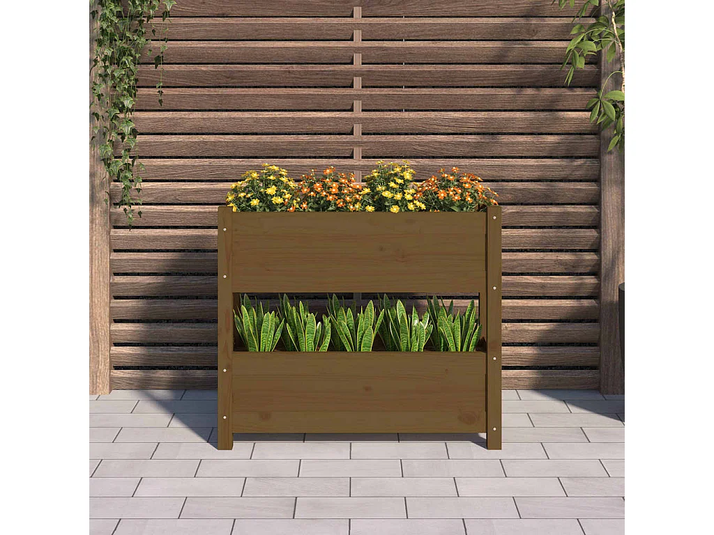 Jardinière Marron miel 77x25x66 cm Bois massif de pin