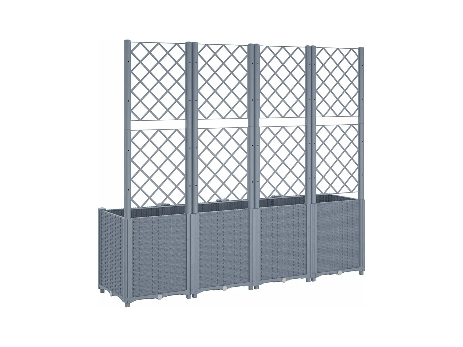 Vaso/floreira de jardim c/ treliça 160x40x140 cm PP cinzento