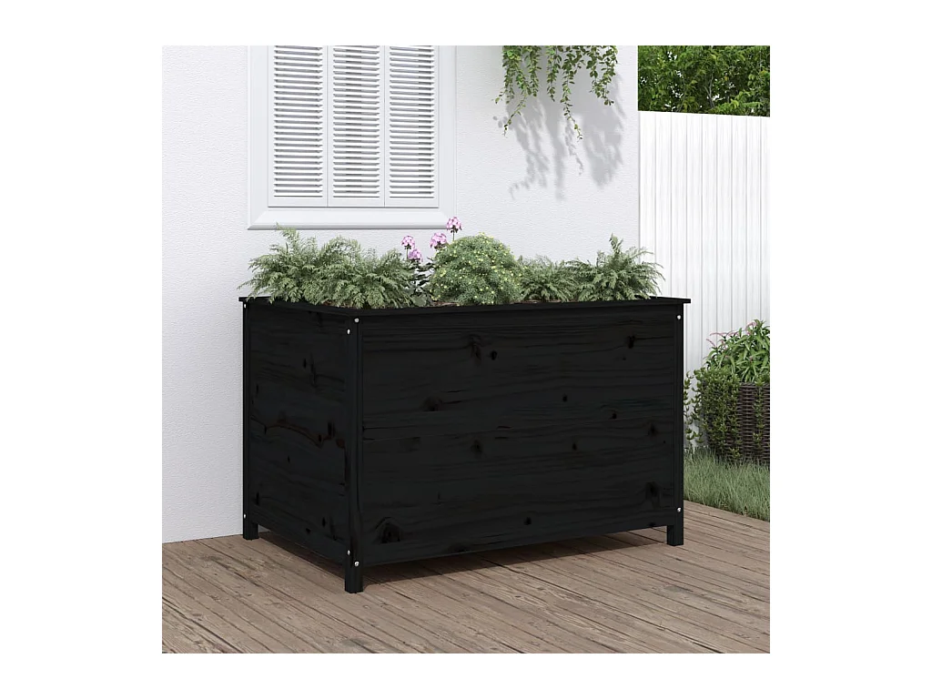 Lit surélevé de jardin noir 119,5x82,5x78 cm bois de pin massif