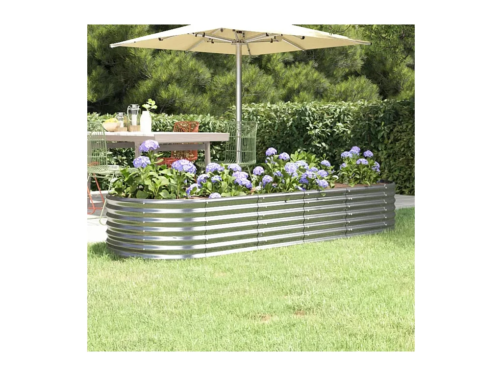 Lit surélevé de jardin Acier enduit de poudre Argenté