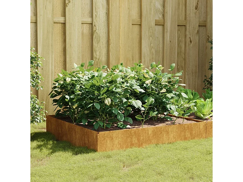 Canteiro elevado de jardim 100x100x33,5 cm aço corten