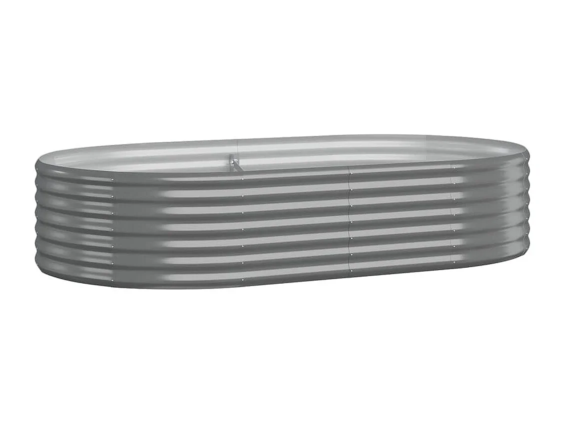 Canteiro elevado jardim 175x100x36 aço revestido a pó cinzento
