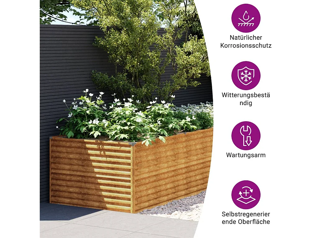 Lit surélevé de jardin 479x100x69 cm acier corten