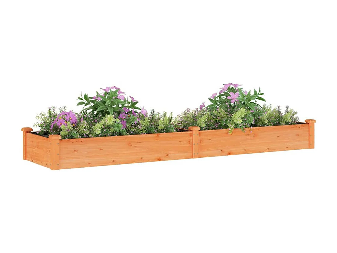 Lit surélevé de jardin doublure 240x60x25 cm bois massif sapin