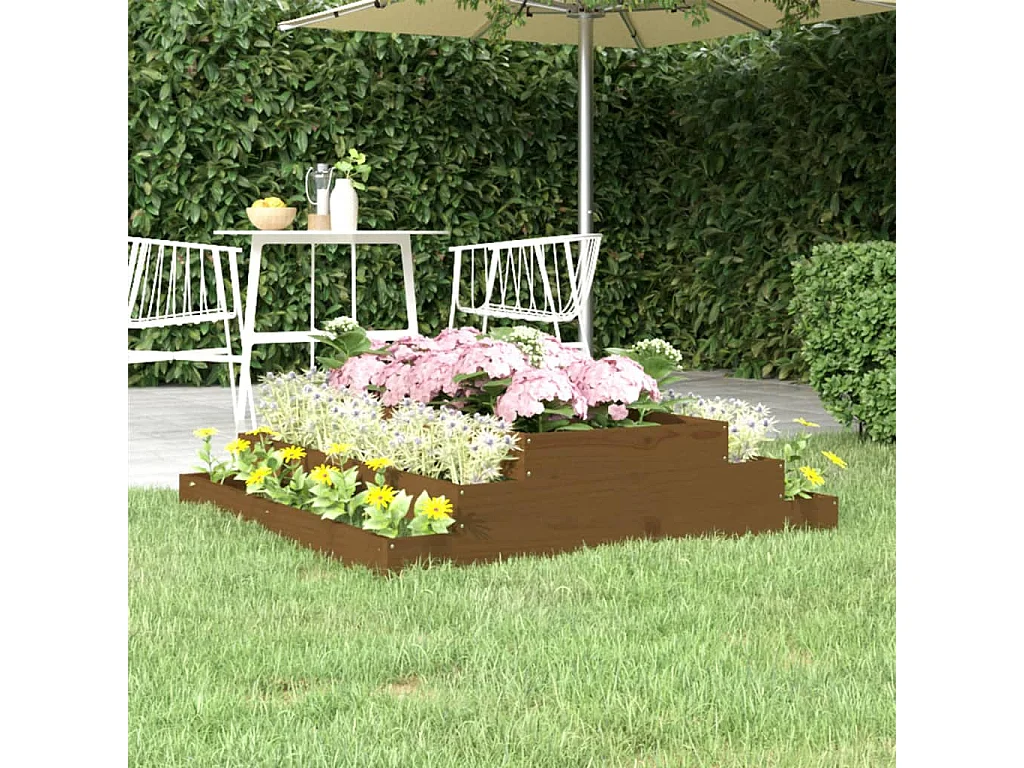 Jardinera madera maciza de pino marrón miel 110x110x27 cm