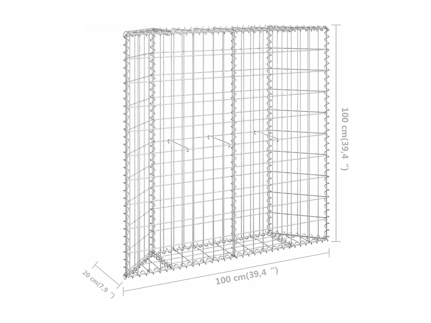 Lit surélevé à gabion en trapèze Acier galvanisé 100x20x100 cm