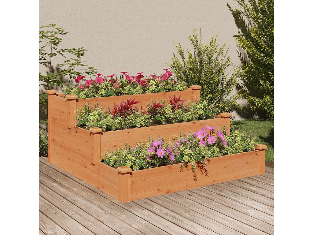 Jardinera arriate madera maciza de abeto marrón 120x120x56 cm