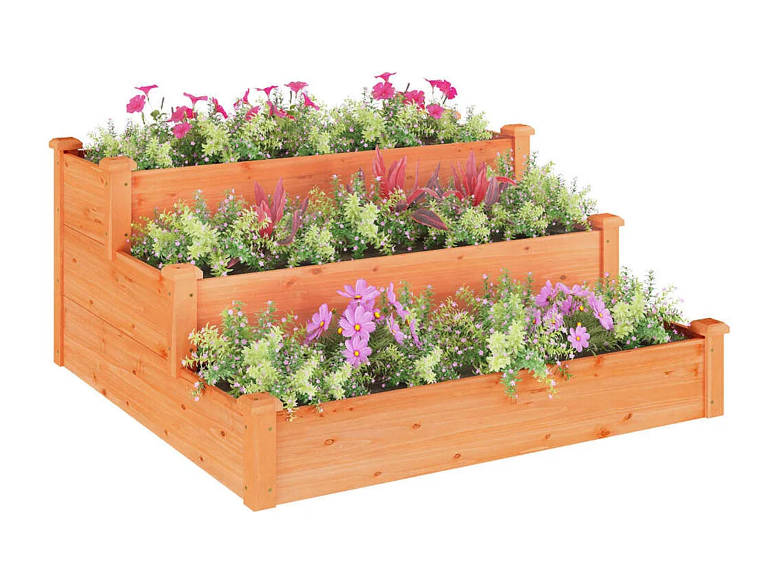 Jardinera arriate madera maciza de abeto marrón 120x120x56 cm