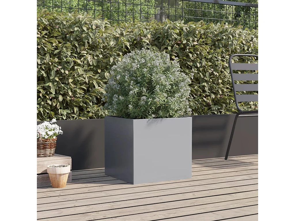 Vaso/floreira 42x40x39 cm aço galvanizado prateado