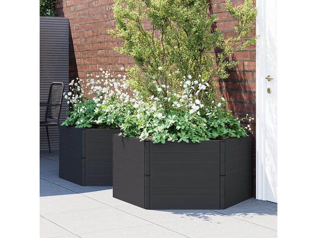 Jardinières de jardin 2 pièces anthracite PP