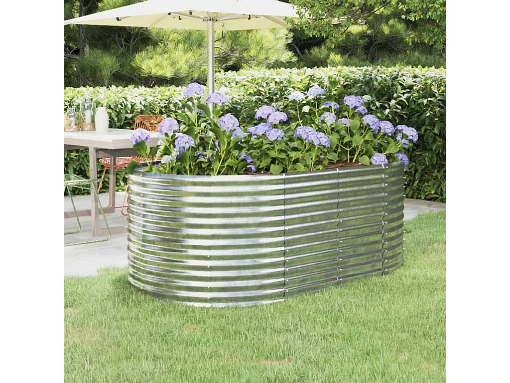 Lit surélevé de jardin Acier enduit de poudre Argenté