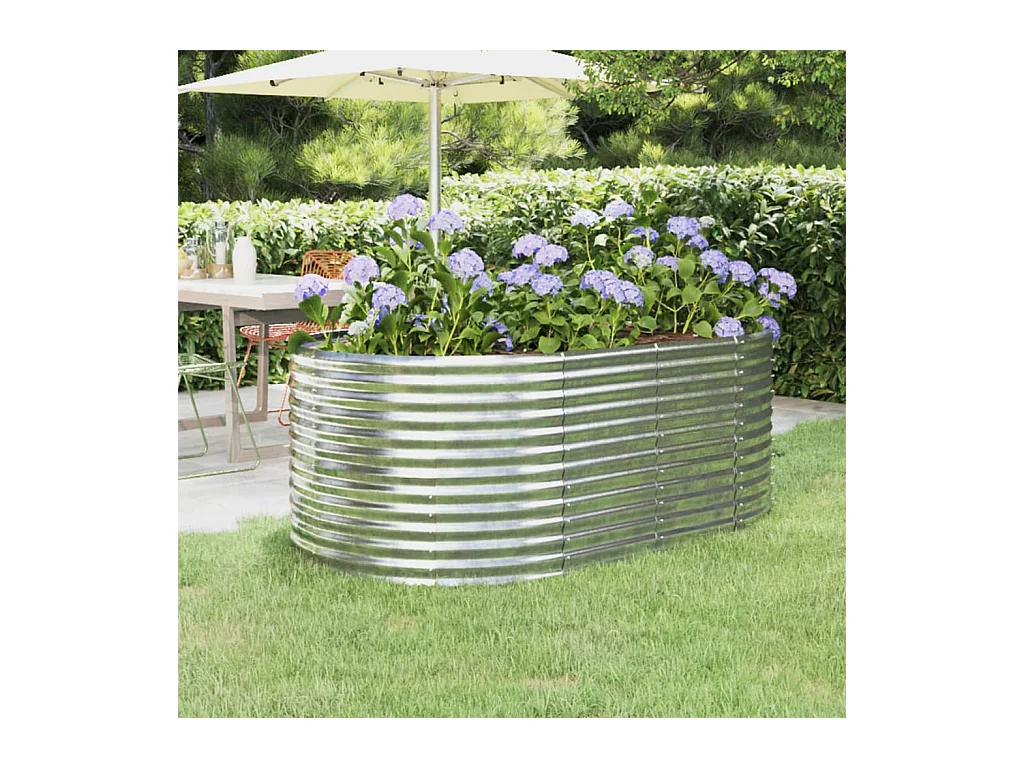 Lit surélevé de jardin Acier enduit de poudre Argenté