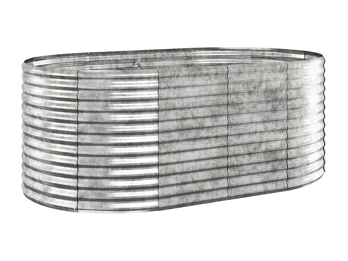 Canteiro elevado jardim 175x100x68 aço revestido a pó prateado