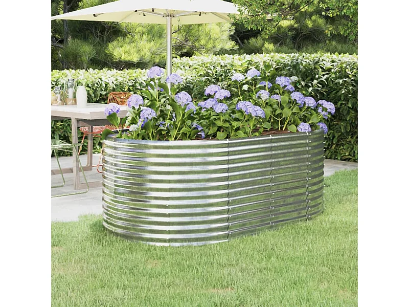 Canteiro elevado jardim 175x100x68 aço revestido a pó prateado