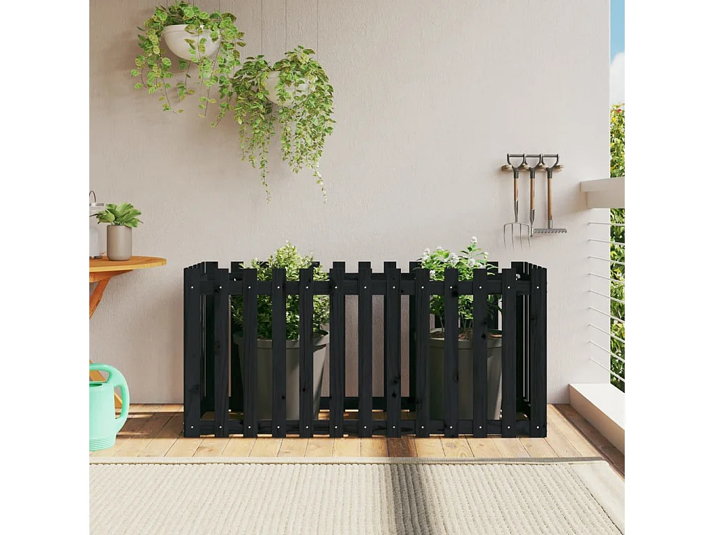 Lit surélevé de jardin design de clôture 150x50x70cm pin massif