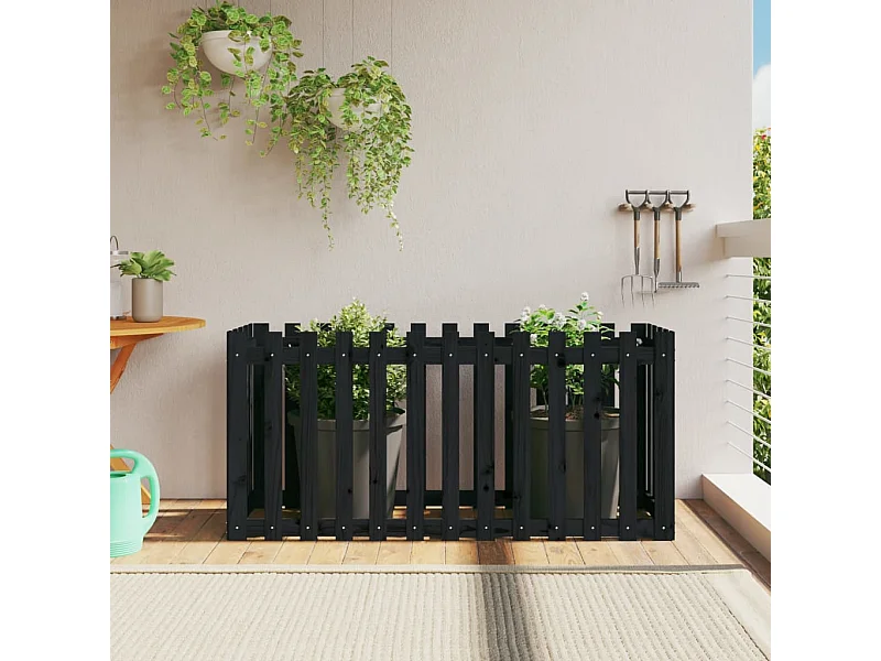 Lit surélevé de jardin design de clôture 150x50x70cm pin massif