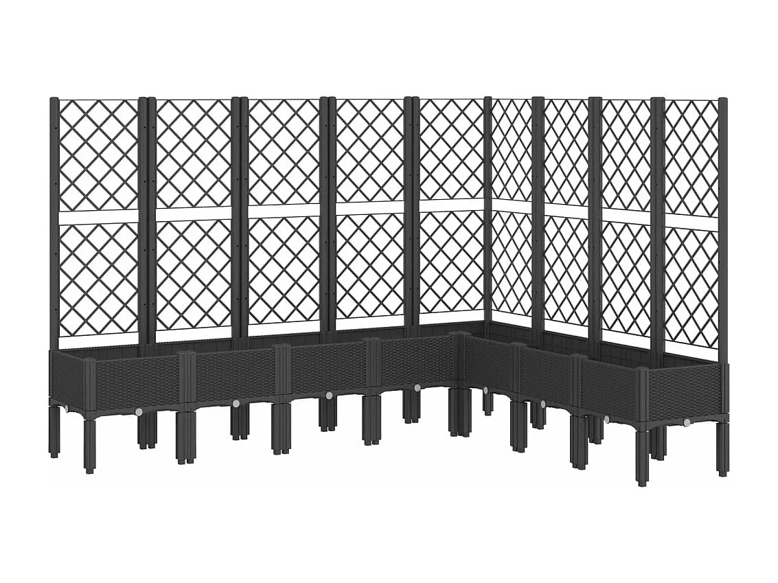 Vaso/floreira de jardim c/ treliça 200x160x142 cm PP preto