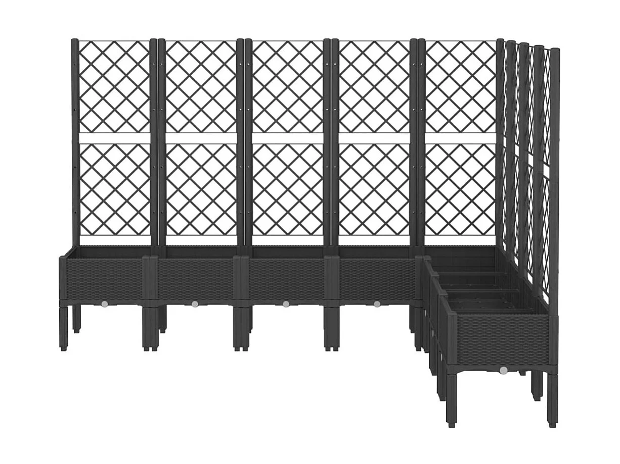 Vaso/floreira de jardim c/ treliça 200x160x142 cm PP preto