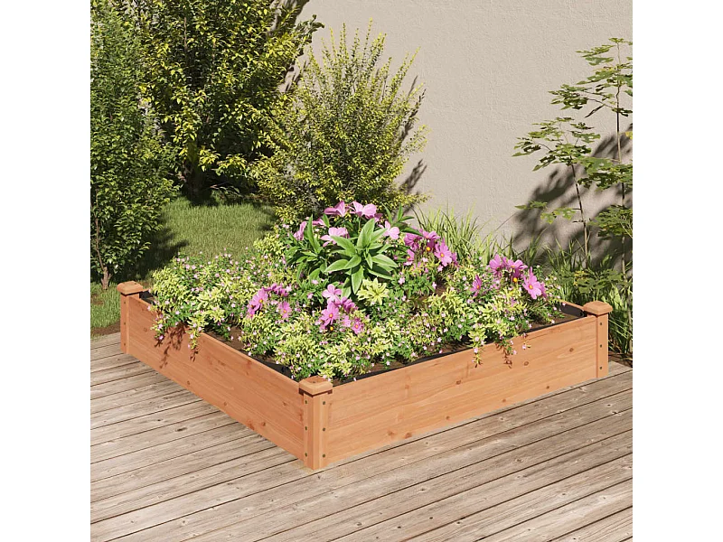 Canteiro elevado c/ forro 120x120x25 cm abeto maciço castanho