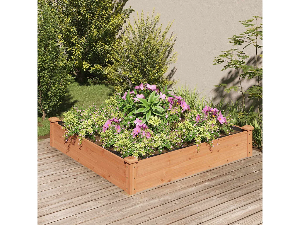 Jardinera arriate forro madera maciza abeto marrón 120x120x25cm