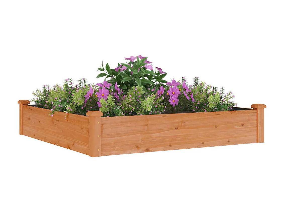 Jardinera arriate forro madera maciza abeto marrón 120x120x25cm