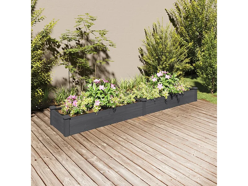 Lit surélevé de jardin doublure 240x45x25 cm bois massif sapin
