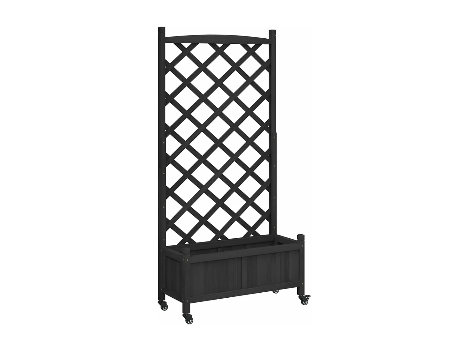 Jardinera con enrejado y ruedas madera maciza de abeto negro