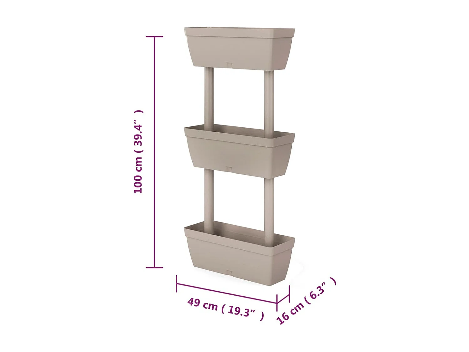 Jardineras 6 unidades gris taupe 100 cm
