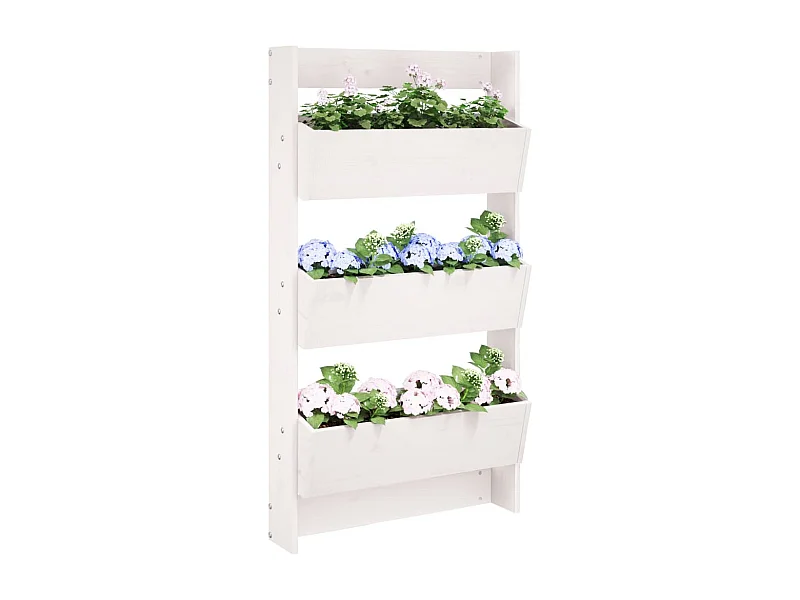 Jardinière murale 3 niveaux 60x18,5x110 cm blanc pin massif