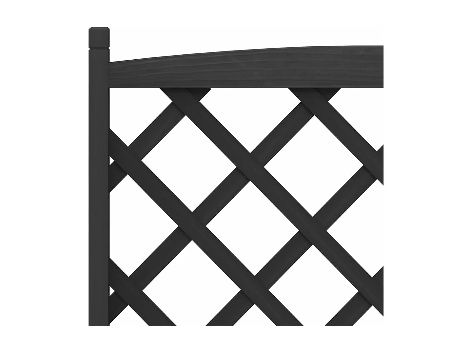 Jardinière avec treillis et roues noir bois massif de sapin