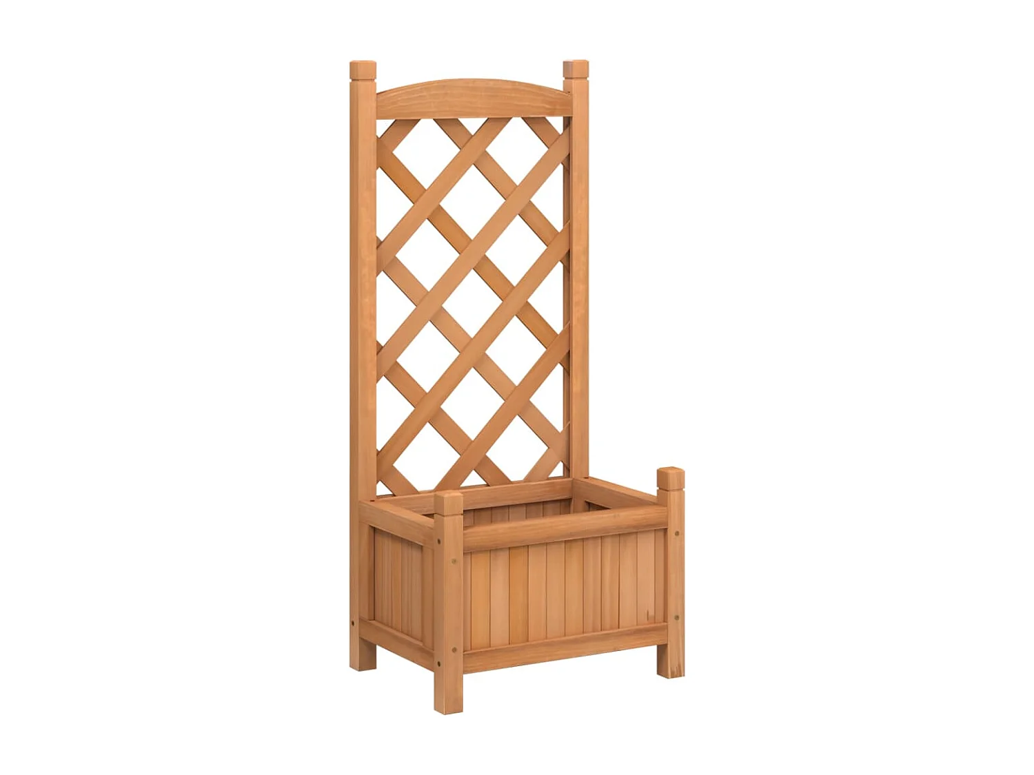 Jardinera con enrejado de madera maciza de abeto marrón