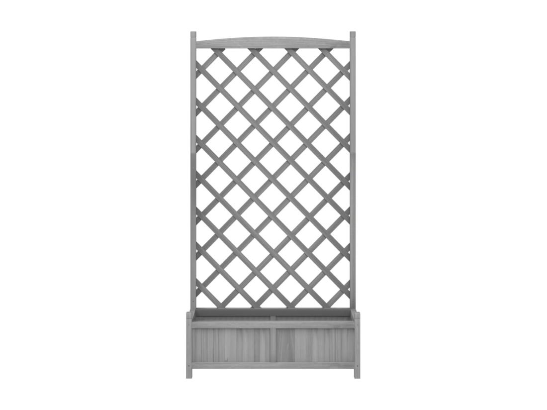 vente unique Jardinière avec treillis gris bois massif de sapin