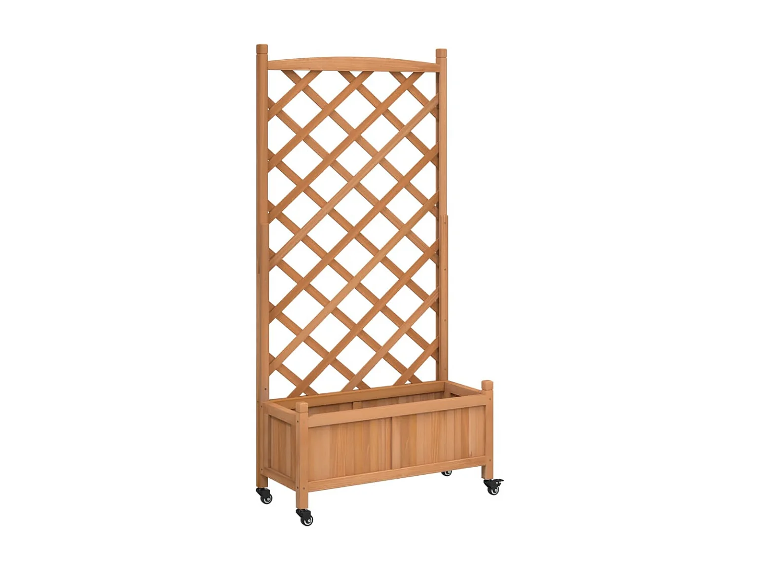 Jardinera con enrejado y ruedas madera maciza de abeto marrón